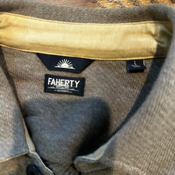 Faherty Inlet Knit Shirt Jacket in Walnut Melange Button Down Brown Mens Size L - Picture 2 of 3